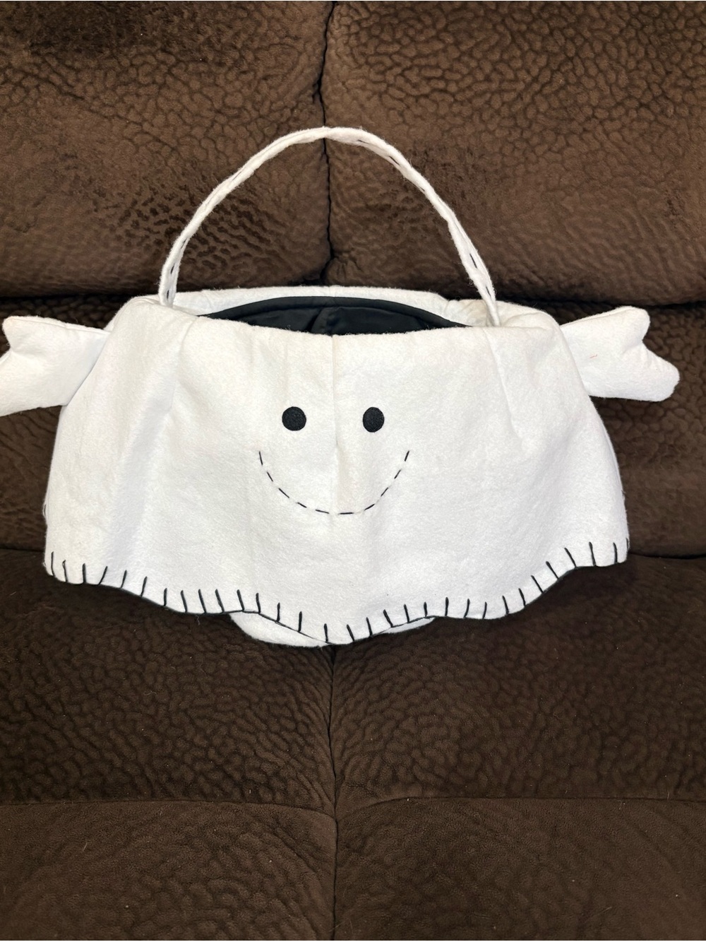 Pottery Barn Kids White Ghost Trick-or-Treat Tote with Black Stitching